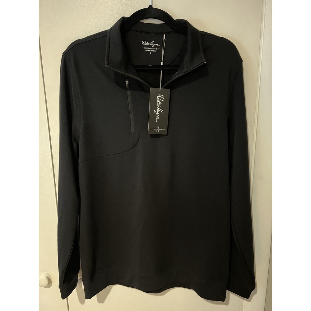 NWT‎ Walter Hagen Mens Black 1/4 Zip Long Sleeve Pullover Golf Shirt Size Small